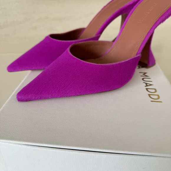 New Amina Muaddi Fiona Pony Mule Pony Pink, 38.5 with Box Tag - Picture 3 of 15